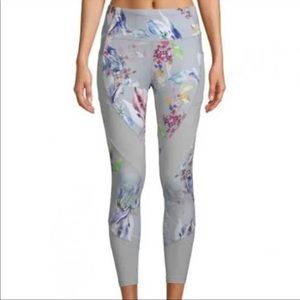 Avia Watercolor Soft Silver High Rise Floral Leggings Medium